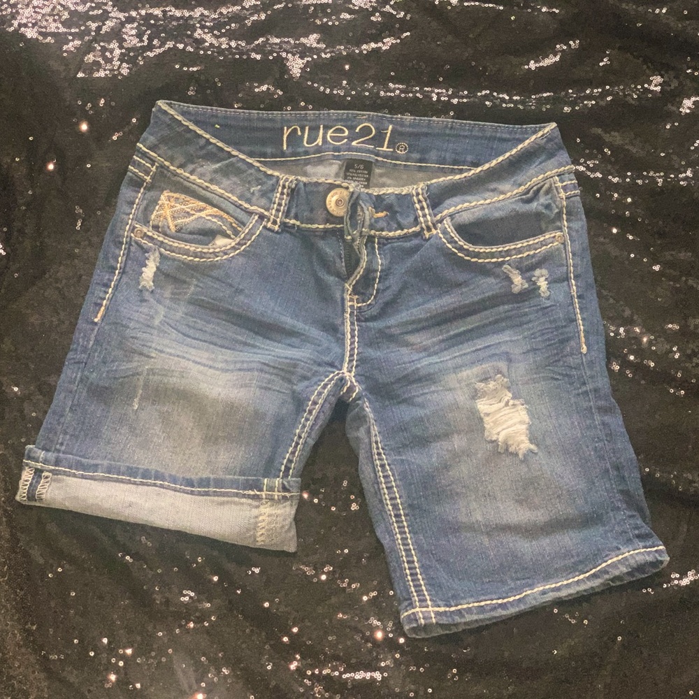 Blue jean long shorts